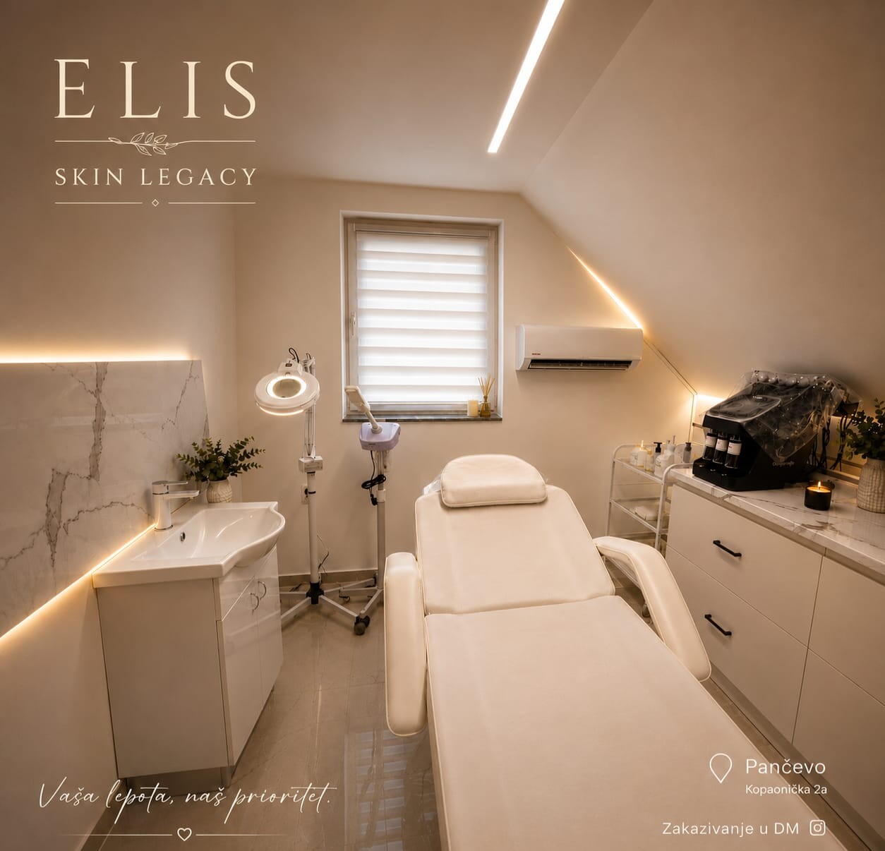 Kabina za tretmane lica u salonu Elis Skin Legacy